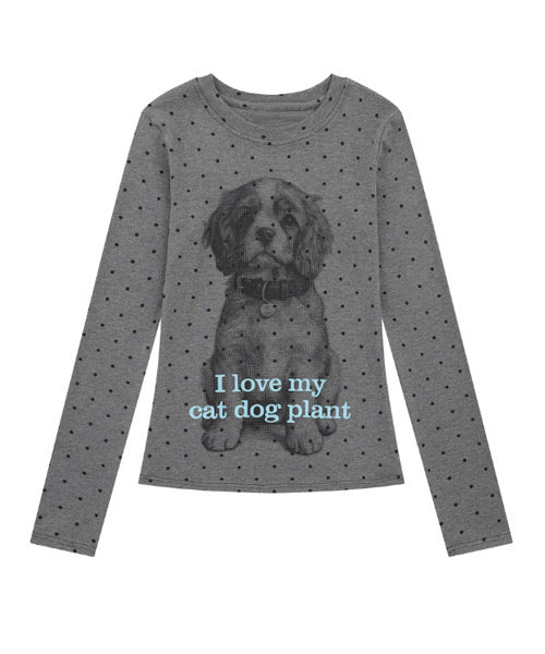 ドット柄DOGプリントロンT / 15807