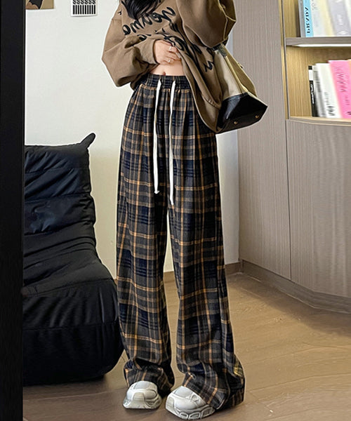 ルーズシルエットチェック柄イージーパンツ/14235