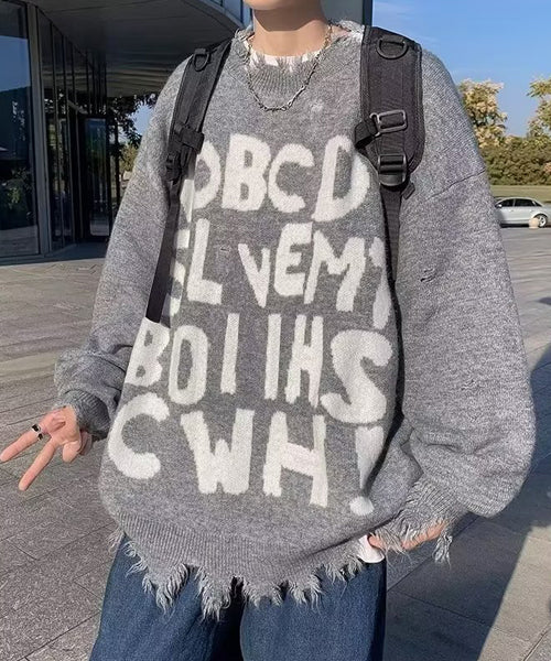 ダメージ加工ロゴニット / 15219