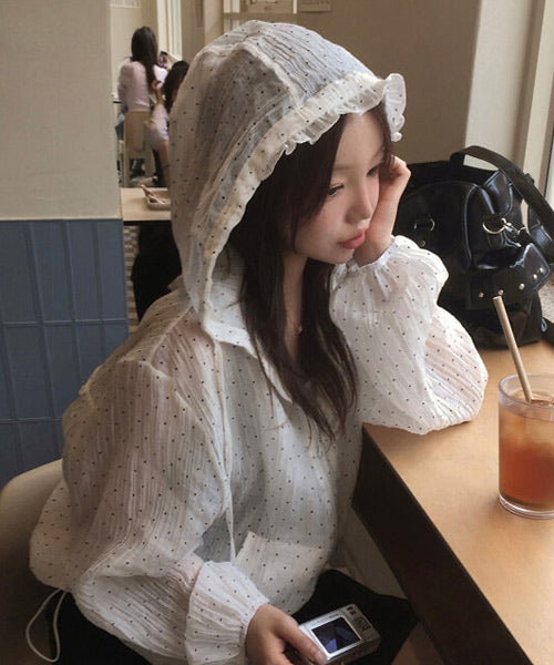 ドット柄フリルシアーブルゾン / 15073