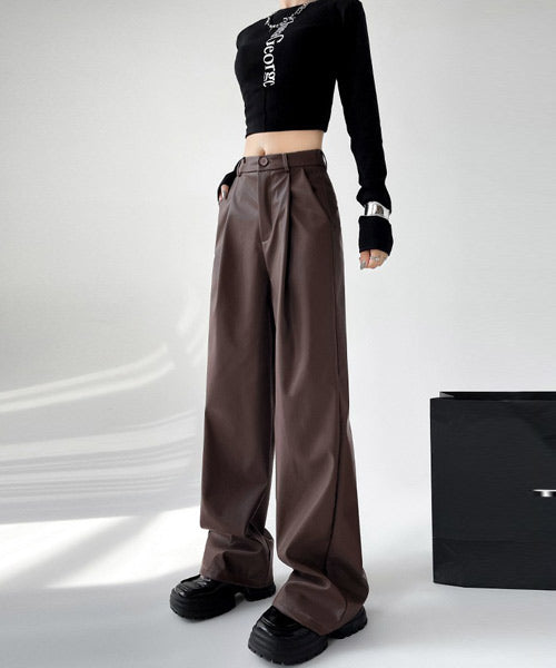 ルーズストレートフェイクレザーパンツ / 15174