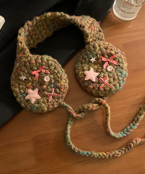 カラフル手編み風イヤーマフラー / 15418