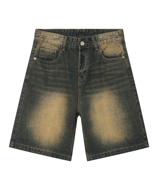 ユーズド加工デニムハーフパンツ/13597