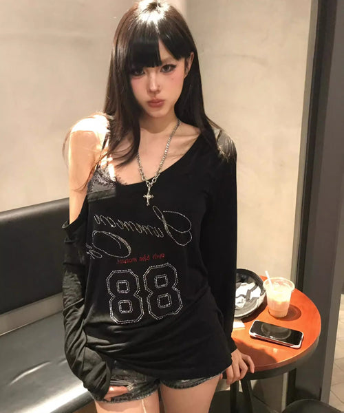 ラインストーンロゴロンT / 14996