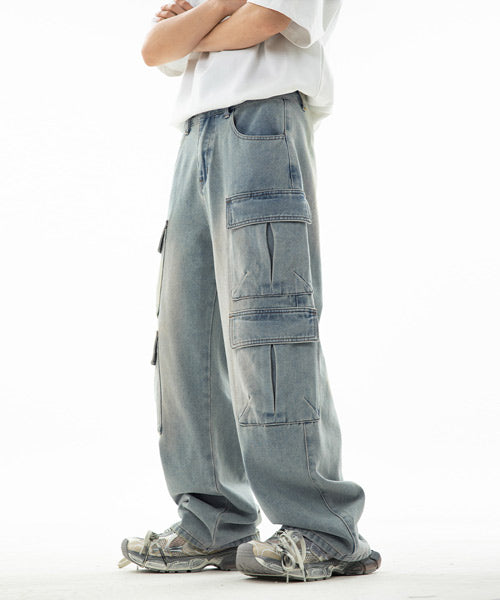 マルチポケットデニムカーゴパンツ/13553