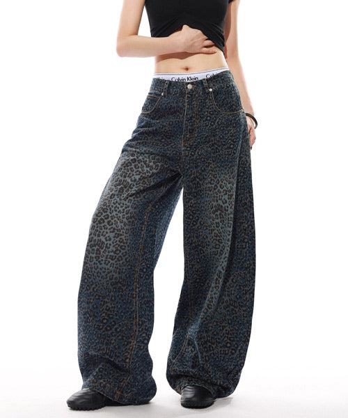 レオパード柄カーブデニムパンツ / 15269