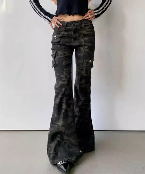 カモフラージュ柄フレアカーゴパンツ / 14974