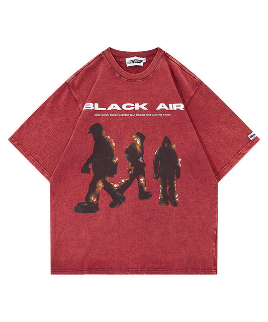 ウォッシュ加工ファイヤープリントTシャツ/13440