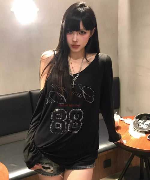 ラインストーンロゴロンT / 14996