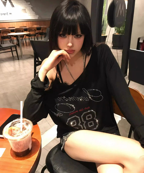 ラインストーンロゴロンT / 14996