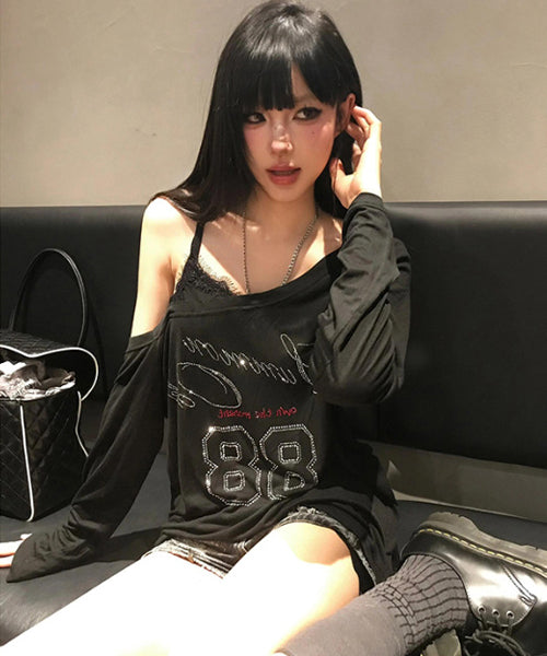 ラインストーンロゴロンT / 14996