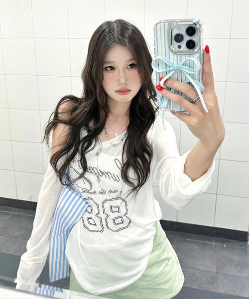 ラインストーンロゴロンT / 14996