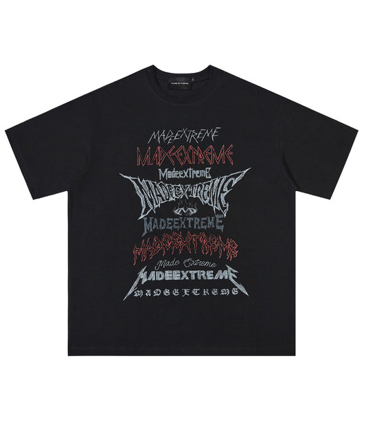 ロック風マルチロゴプリントTシャツ/13438