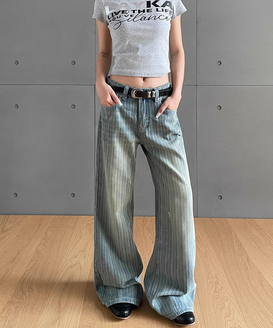 ストライプルーズフレアデニムパンツ / 15079