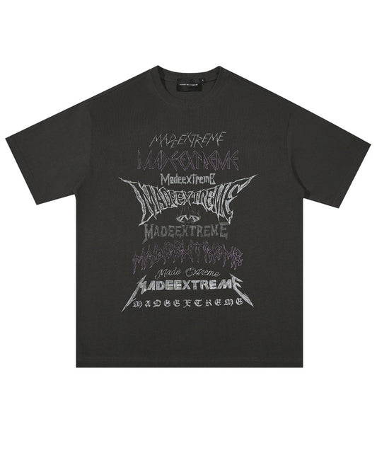 ロック風マルチロゴプリントTシャツ/13438