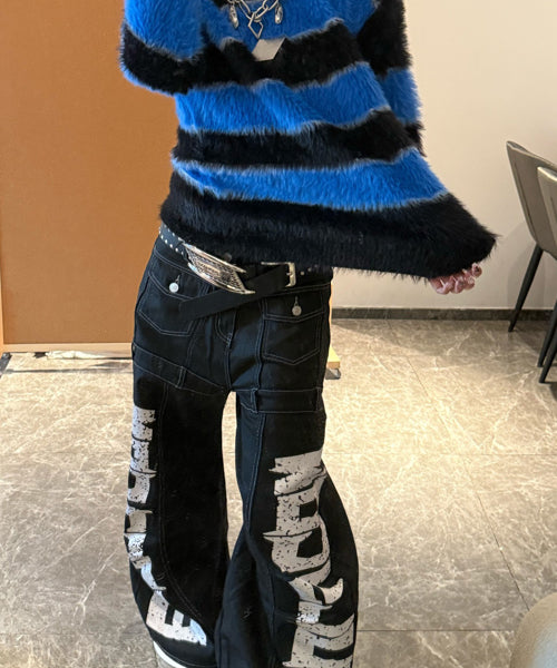 ワイドシルエットペイントロゴデニムパンツ / 15562