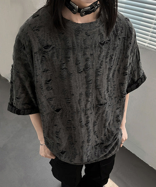 クラッシュダメージデザインTシャツ / 14438