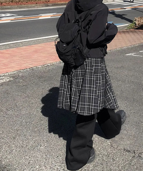 ミディアム丈チェック柄スカート / 15074