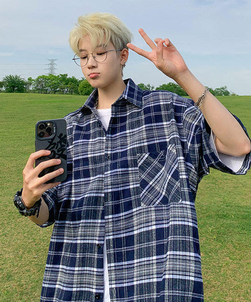 半袖チェック柄シャツ / 14594