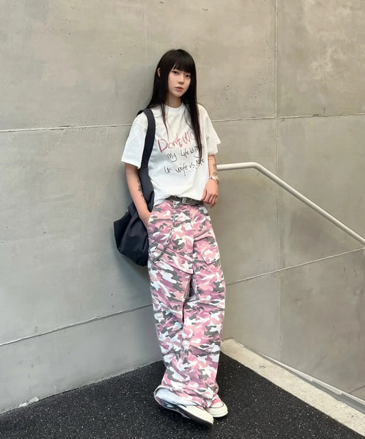 ピンクカモフラージュ柄カーゴパンツ / 15034