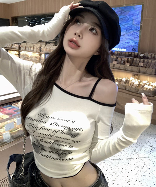 バタフライロゴワンショルダーロンT / 15077