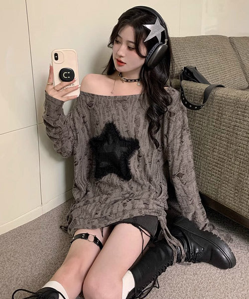 サイドシャーリングスターダメージロンT / 15122