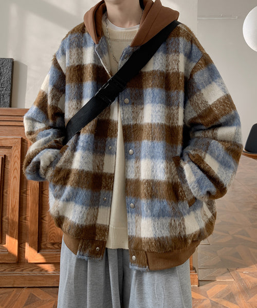 チェック柄フード付きブルゾン / 15315