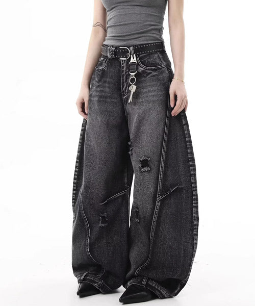 スーパーワイドダメージ加工カーブデニムパンツ / 15139