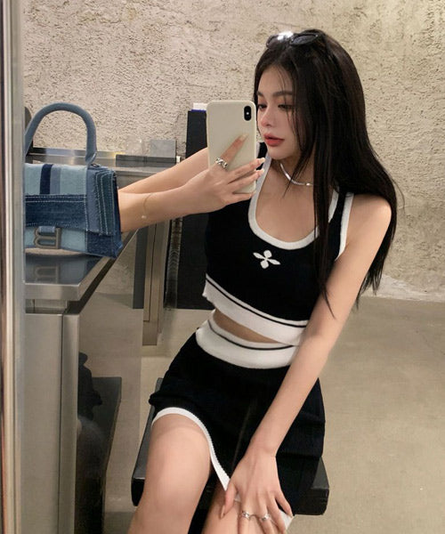 ノースリーブニット&ミニスカート セットアップ / 14756