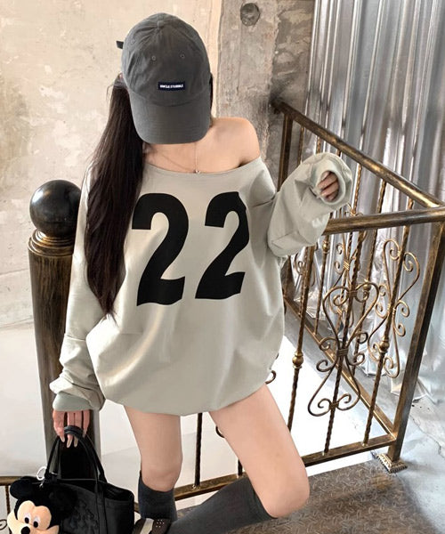 ナンバーロゴオフショルダーロンT / 15161