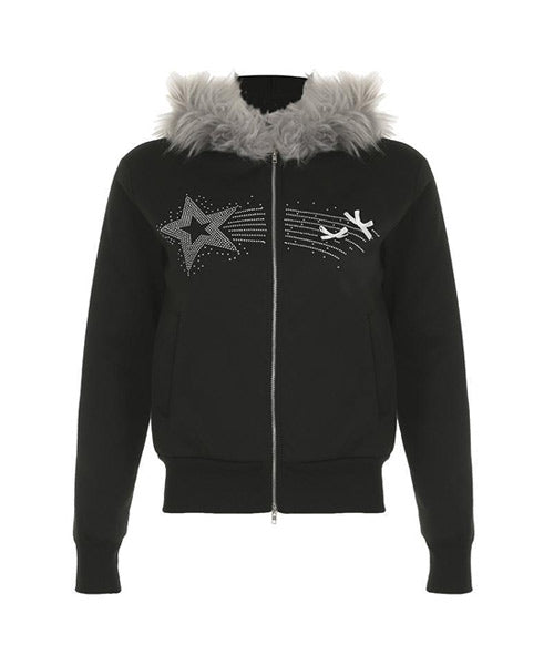 ファーフードスウェットジップパーカー / 15332