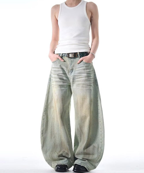 ヴィンテージ加工カーブデニムパンツ / 15405