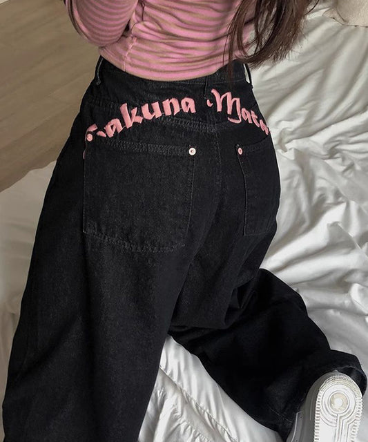 バック刺繍ロゴワイドデニムパンツ / 15033