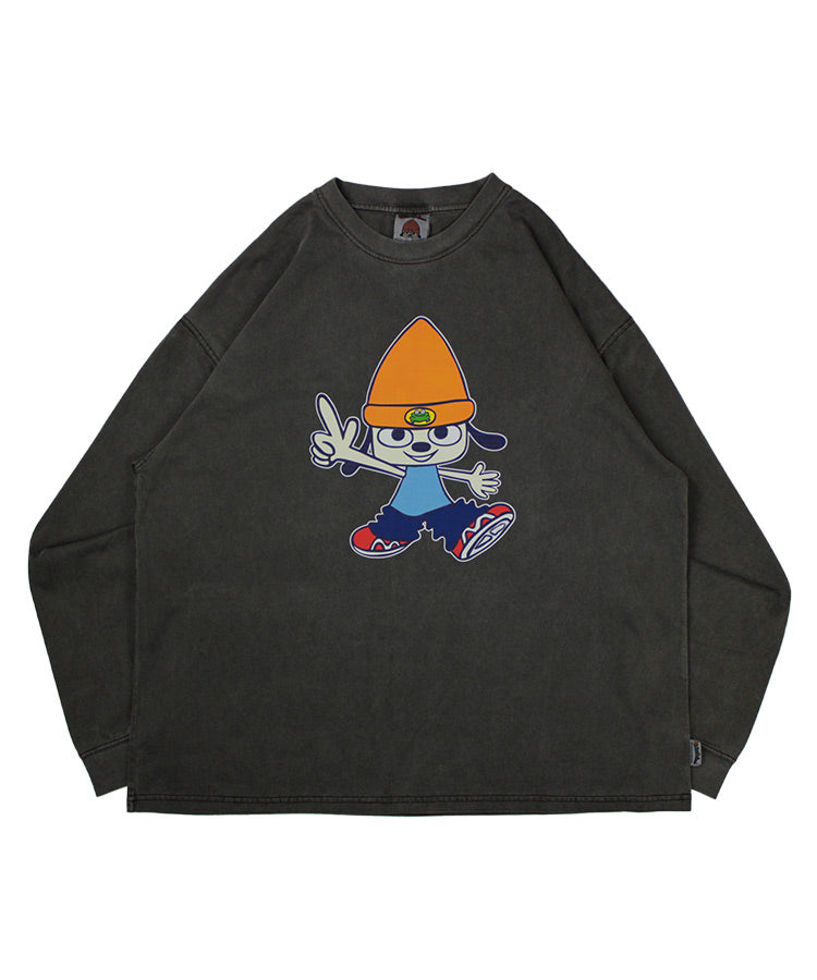 ピースサインパラッパロゴプリントピグメント加工ロンTEE/13966