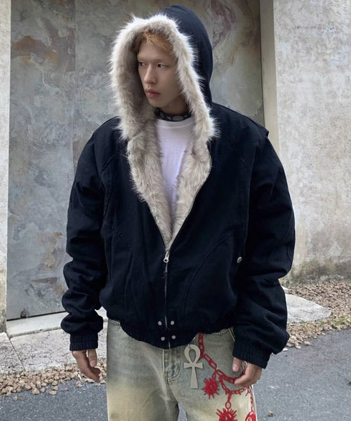 ファーフード付き中綿ブルゾン / 15310