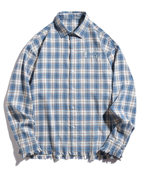 刺繍ロゴチェックシャツ/13348