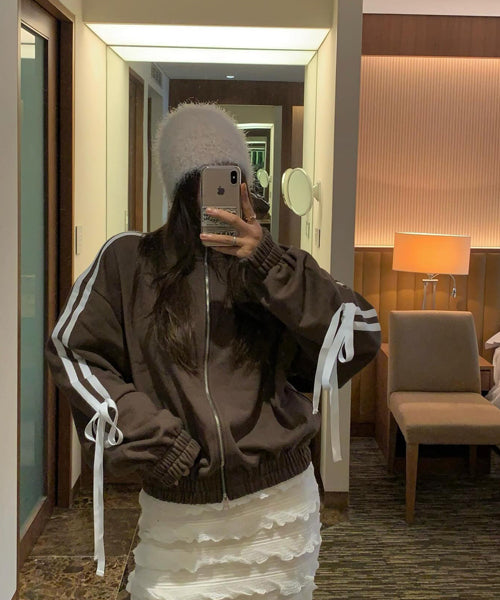 サイドリボンジップアップスウェット / 15455