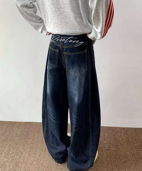 バック刺繍ロゴワイドデニムパンツ / 14988