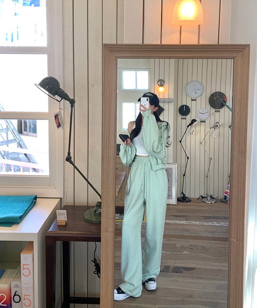 ショート丈ジップパーカー&イージーパンツ セットアップ / 15143