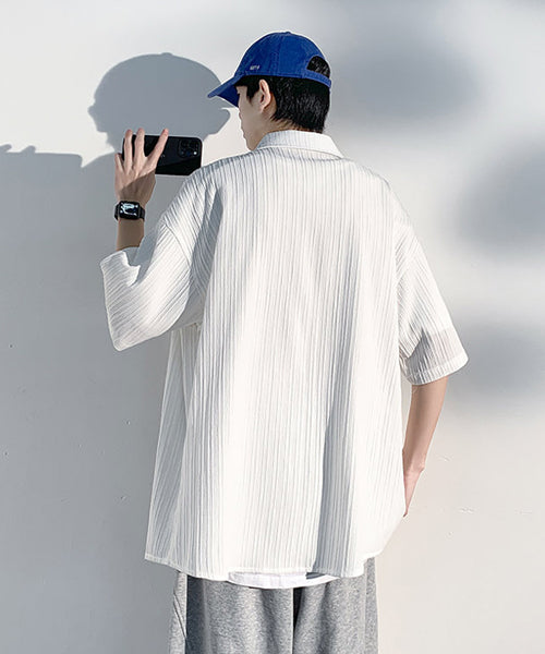 立体ストライプ半袖シャツ / 14643