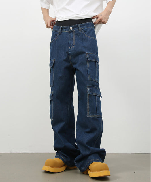 マルチポケットワイドデニムカーゴパンツ/14232