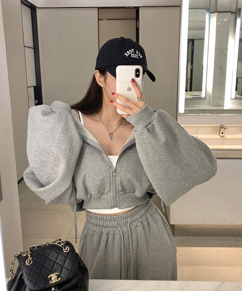 ショート丈ジップパーカー&イージーパンツ セットアップ / 15143