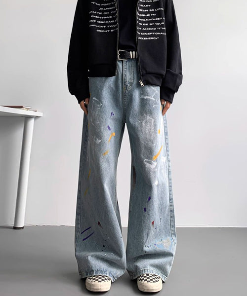 ペイントデザインワイドデニムパンツ / 15845