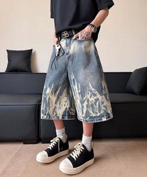 ユーズド加工ワイドデニムショートパンツ / 15843