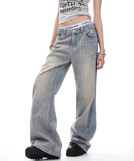 ストライプルーズフレアデニムパンツ / 15902