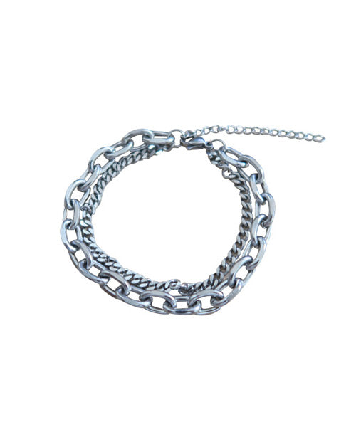 シルバー2連チェーンブレスレット/13749