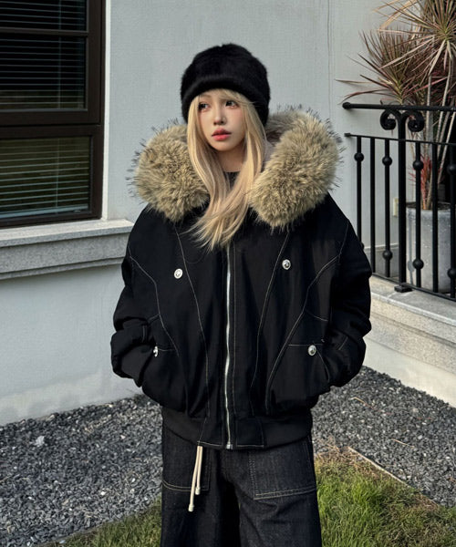 ファーフード付き裏ボアブルゾン / 15337