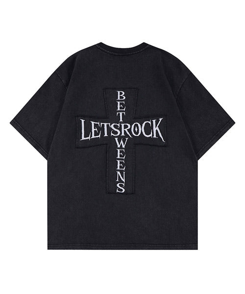 クロス刺繍ロゴユーズド加工Tシャツ / 15809