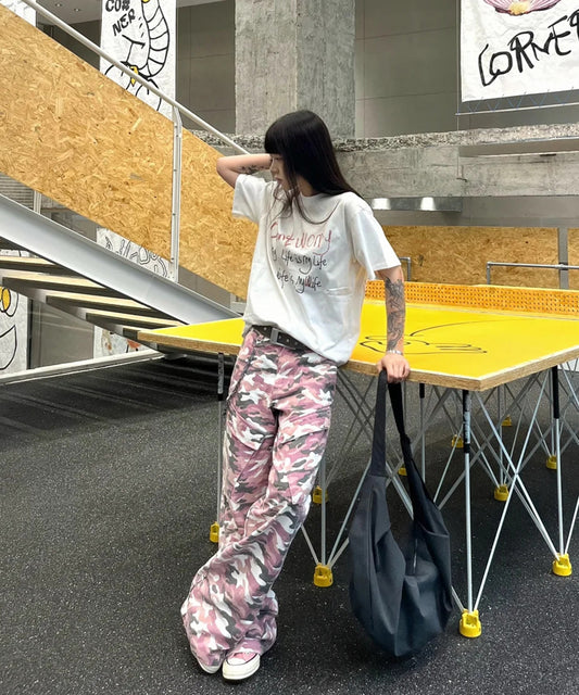 ピンクカモフラージュ柄カーゴパンツ / 15034