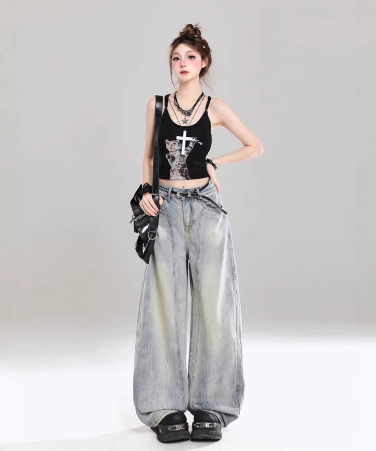 センターシームワイドデニムパンツ / 15082